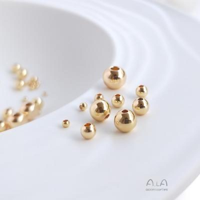 China Fashionable.Popular Wholesale Making Multiple Sizes Copper Plated Gold Loose Beads 14k Gold Beads For Jewelry Making Materials for sale