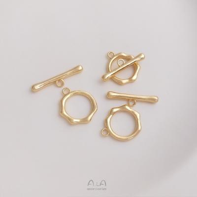 China Fashionable.Popular Wholesale DIY Bracelet Necklace Closing Buckle Irregular Rhombus Round OT Buckle Gold Color Preservation Jewelry Buckle for sale