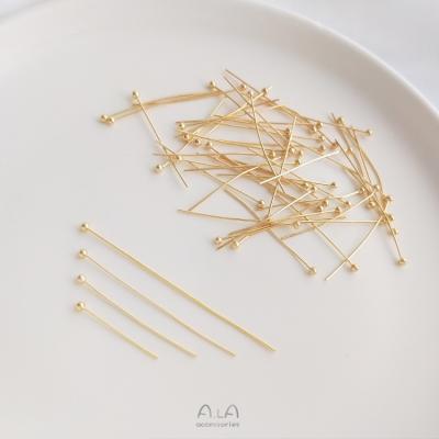 China Wholesale Fashionable.Popular Bead Head Pin Ball Needles Beading Needles 14K Gold Plated Pins For DIY Jewelry Making Accessories for sale