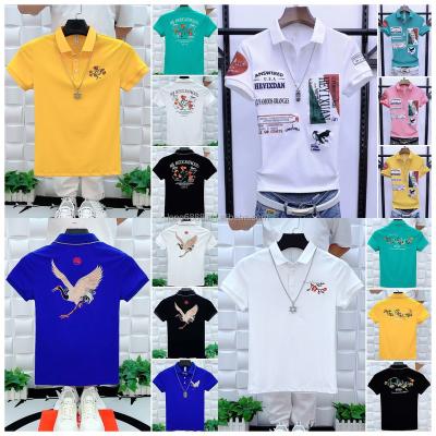 China Anti-wrinkle Business Casual Men's Polo T Shirt Simple Stripes Print Summer Short-Sleeve Polo Shirt Fashion Street Wear Oversized Clothes for sale