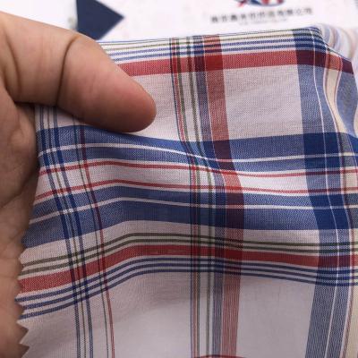 China Luxury Plaid 15m/m Silk Cotton Plaid Fabric 30%silk70%cotton Woven Fabric For Ladies Dress Shirt for sale