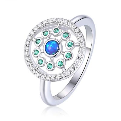 China Fine Fashion Engagement Wedding Jewelry Created Opal Exquisite Rings With Nano Emerald For Ladies for sale