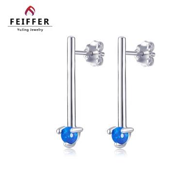 China Jewelry 925 Synthetic Opals Silver Synthetic Blue Opal Drop Earring Single for sale