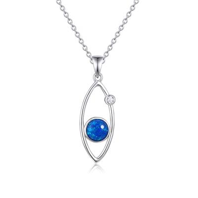 China Fashionable Cute Silvery Eye Pendant New Arrival Lab Blue Opal Jewelry Necklace for sale