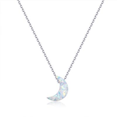 China Hot Selling Game Or Fire Moon Charm Synthetic Opals 925 Silver Pendant Necklace Color For Jewelry Making for sale