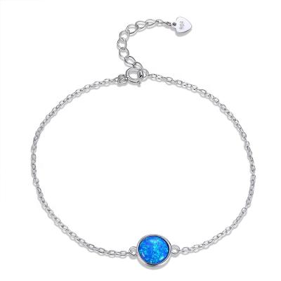 China Tasty Ocean Blue Opal Jewelry Set 925 Silver Synthetic Opal Bracelet for sale