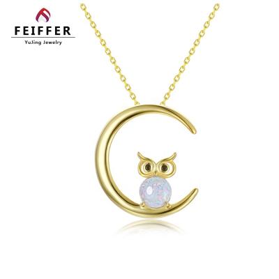 China Lovely Cute 925 Sterling Silver Animal Opal Charm Pendant Necklace Of The Owl for sale