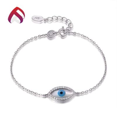 China Fashion factory sale adjustable white fire opal eye silver bracelet for woman for sale