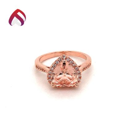 China Romantic Hot Sale 925 Sterling Silver Heart Shape Morganite Anniversary Ring for sale