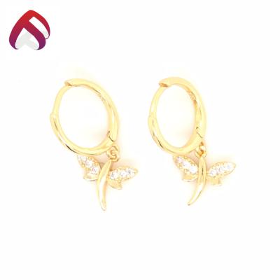 China TRENDY 925 Dragonfly Zircon Circle Circle Gold Silver Round Earring For Girls for sale