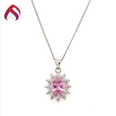 China CLASSIC New Arrival 925 Sterling Silver Jewelry Cluster Setting Pendant Charm With Pink CZ for sale