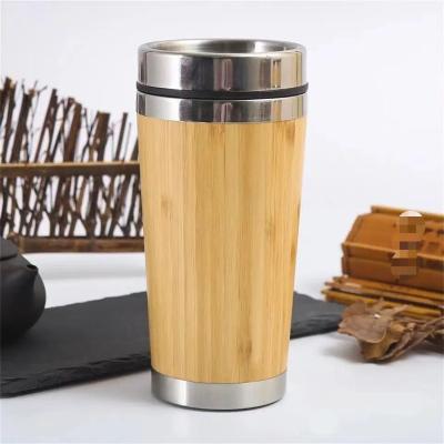 China Luxury Custom Thermos Vacuum Bottle Bamboo Cup Wholesale gift cup Stainless Steel Bamboo Water Bottle for sale