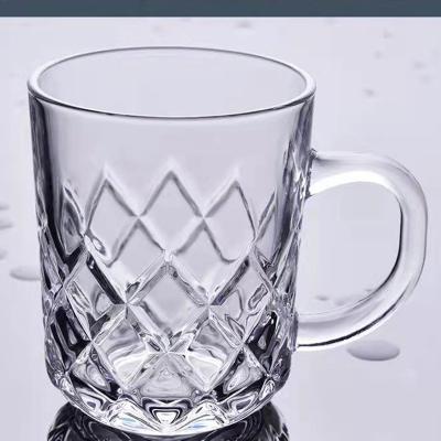 China Sustainable Custom Bulk Small Portable Clear Glass Coffee Tea Cup Mug Set Crystal Ice Milk 6 Pcs Tea Glass Cup for sale