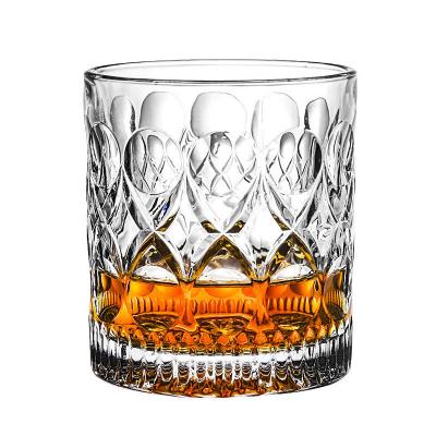 China Whiskey Port Glasses Crystal Heavy 310 ml Whiskey Tasting Wine Glass Square Base Glassware Handcrafted Vodka Liquor Shatterproof Whiskey Glasses for sale