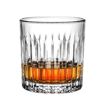 China Bar Cool Mountain Whiskey Glasses 270ml Custom Logo Round Lead Free Pattern Engraving Vintage Old Fashioned Flat Bottom Crystal Whiskey Glasses for sale