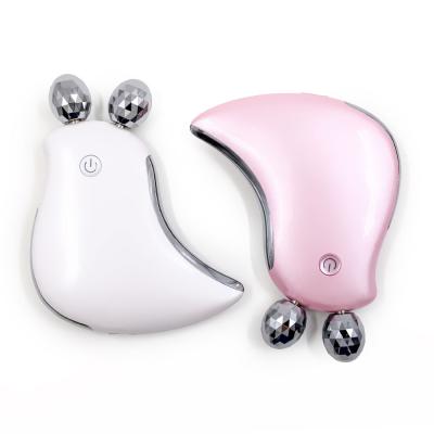 China Protable Electric Facial Massager Microcurrents Lifting Skin Tightening Mini Massage Vibrator Machine 3D Face Roller Guasha Massage EMS Face Massager Tools for sale