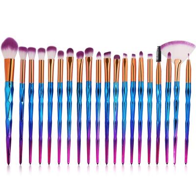 China Angular Blush 20 Pcs Soft Rayon Custom Logo Diamond Cosmetic Brush Makeup Shiny Brush for sale