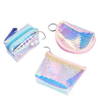 China ZNYBEAUTY Fashion Laser Fish Scale Shift Colored Purse Zipper Bag Mini Square Semicircular Square Coin Wallet for sale