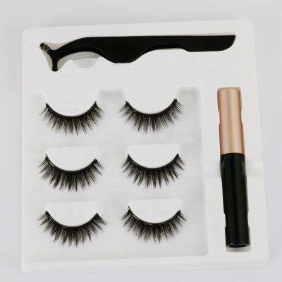 China 2020 Hot Selling Natural Mink Eyelash False Eyelash Magnetic Loop Eyeliner Eyeliner Lashes for sale