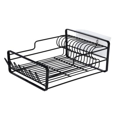 China Wholesale Creative Viable Iron Kitchen Metal Tableware Organizer For Home Black Dish Drying Rack for sale