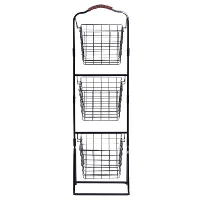 China Stocked 3 Layers Detachable Regular Wire Metal Mesh Basket For Kitchen Fruit Storage Place Tiered Basket for sale