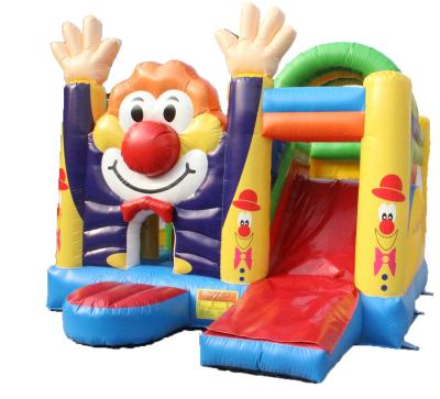 China 0.55mm PVC Tarps Waving Clown Inflatable Bouncer With Slide Smile Inflatable Jumping Castle for sale