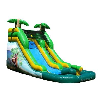 China PVC Jungle Palm Inflatable Water Slide Coconut Customized Inflatable Slides With Pool For Sale for sale