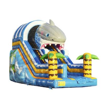 China Crazy Shark Theme 0.55mm PVC Tarpaulin Inflatable Monster Water Slides Fun Sea Animal Inflatable Slides for sale