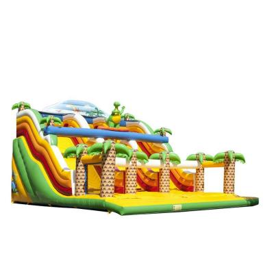 China PVC Factory Custom Inflatable Dinosaur Giant Slides and Inflatable Jungle Trampoline for Kids for sale