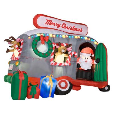 China Christamas Decoration Christmas Inflatable Santa In Campers Santa With RV Inflatable Camper for sale