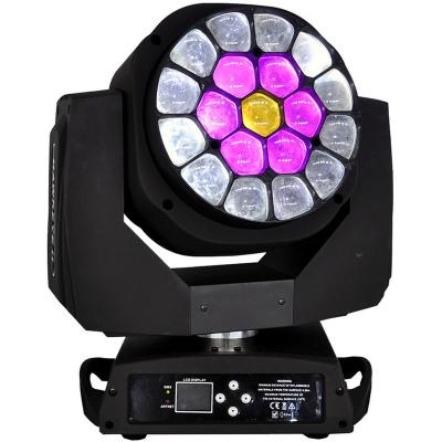 China High Quality Big Bee Eye Party DJ Disco Stage Concert Stage Stage Concert Buzz LED DMX 4in1 RGBW 19pcs 15W Moving Head Wash Stage Beam Light for sale