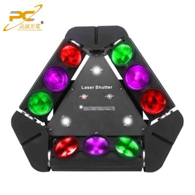 China New Style 9 10W RGBW RGBW 4in1 DMX512 Sound Control Automatic Rotating Triangle Spider Lamp Beam Stage Light For Disco KTV Club Party for sale