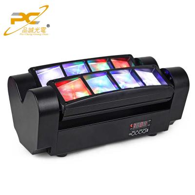 China Wholesale Up to 10000 Kinds 8 3W DMX Color Mixing Effect High Quality RGBW 4 In1 Mini Spider Beam Light Moving Heads Remote Control Disco Lights for sale