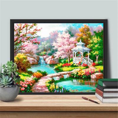 China Europe 5D DIY Garden Diamond Painting Landscape Wall Canvas Art Painting For Home Decor Full Drill Cross Stitch Diamond Kits for sale