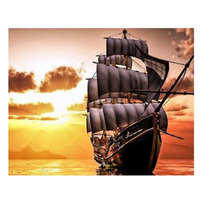 China Europe 5D DIY Boat Diamond Painting Seascape Painting Wall Canvas Art Painting For Home Decor Full Drill Cross Stitch Diamond Kits for sale