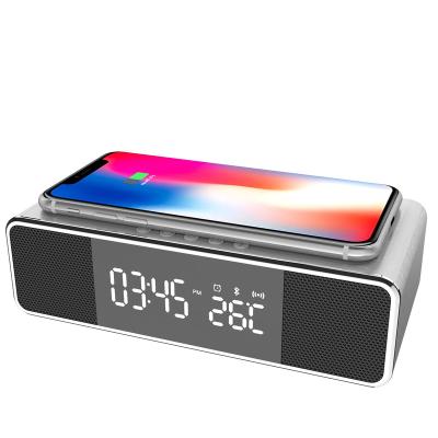 China Radio 2021 New Arrivals Speaker With Alarm Clock Qi Table Charging Clock for sale