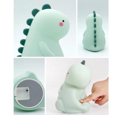 China Cute Small Dinosaur Touch Sensor LED Display Night Light Kids Bedroom Modern Popular Colorful Custom Made Silicone Night Light For Children for sale