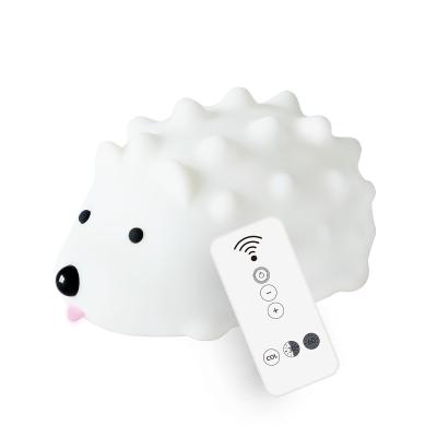 China USB rechargeable baby bedroom sleep light night light soft thin hedgehog silicone led night light lamp for kids with remote control for sale