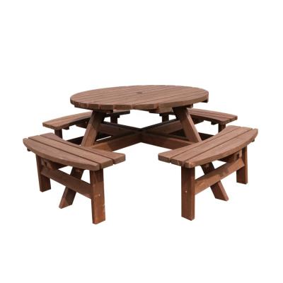 China Farmhouse 8 Seat Garden Outdoor Beach Picnic Bench Wooden Table for sale