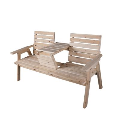 China Farmhouse Outdoor Patio Wooden Garden Double Chair With Table for sale