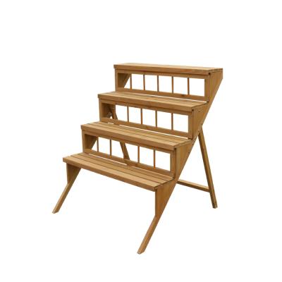 China CLASSIC Outdoor Garden 4 Tier Plant Display Wooden Stand for sale