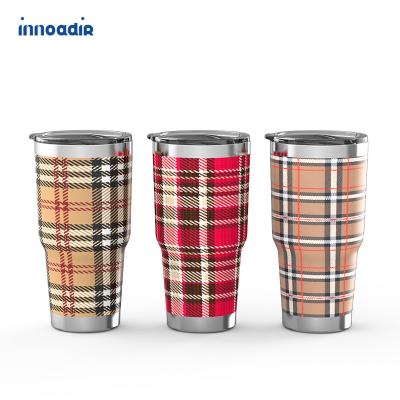 China Factory Directly Bulk Viable Plaid Pattern Tumbler Mugs Double Wall Vacuum Custom Mug Wholesale 22oz Stainless Steel Mugs for sale