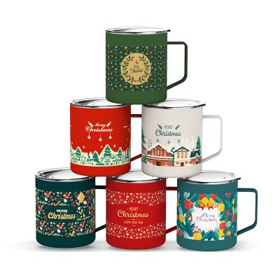 China Themed Christmas Mugs 14oz Double Wall Stainless Steel Sublimation Tumbler Custom Santa Gift Cup Coffee Mugs Viable for sale