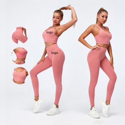 China Breathable Sports Wear Women Sportswear Gym Yoga Suit Workout Yoga Leggings Sets 2 Pieces Women's Yoga Suit for sale