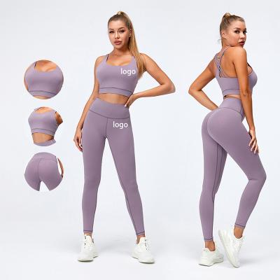 China Breathable Comfortable Yoga Suit Women's Yoga Sportswear Sports Suit Summer Wear Women's Seamless Yoga Wear Set for sale