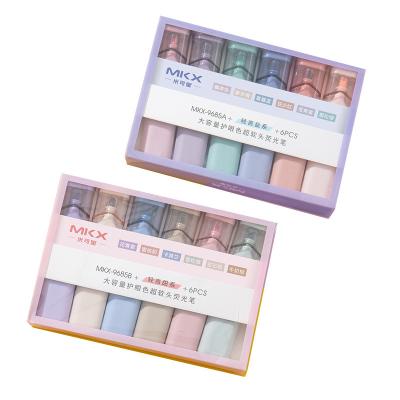 China Office School Watercolor Pen Stroke 2022 New Color Student Marker Large Capacity Highlighter Key Light Color Soft Key Highlighter for sale