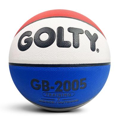 China Normal White Blue PVC Leather Indoor Outdoor Inflatable Basketball With Your Logo Ball for sale