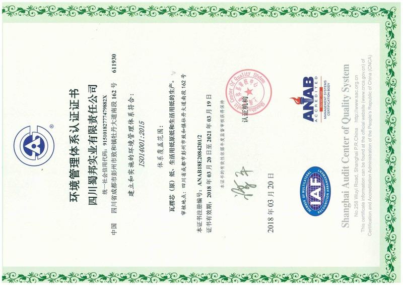 ISO14001 - Sichuan True Nature Workshop Paper Co., Ltd.