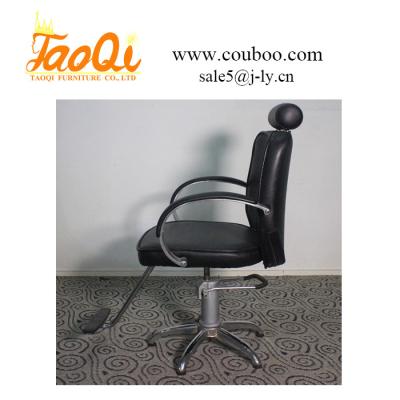 China Traditional Barber Hair Salon Furniture With Footstool Black Leather Beauty Haircut Chair Styling Chair for sale