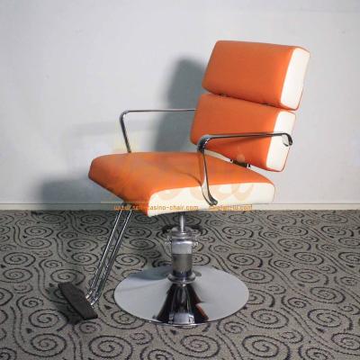 China Popular Barber Luxury Leather Style Beauty Pillow Furniture Hair Cutting Chair Hydraulic Pump Chrome Color Styling Chair for sale